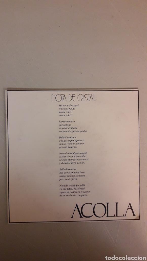 Discos de vinilo: ACOLLA. NOTA DE CRISTAL - Foto 1