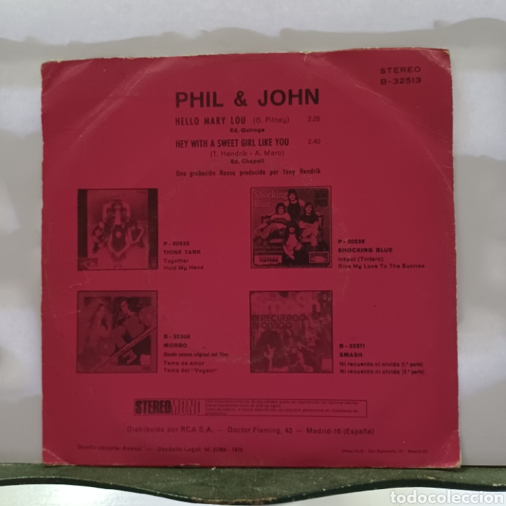 Discos de vinilo: PHIL & JOHN - HELLO MARY LOU - Foto 2