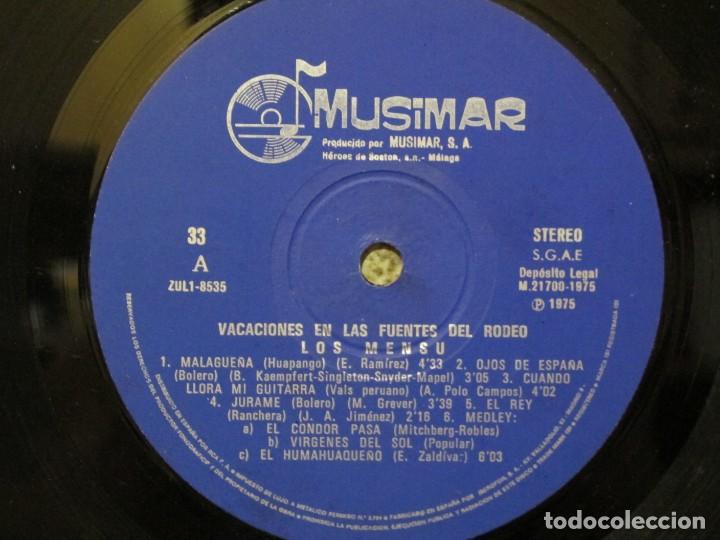 Disques de vinyle: Los Mensu - Vacaciones En Las Fuentes del Rodeo Besch Club - Musimar ZUL 1-8635 - 1975