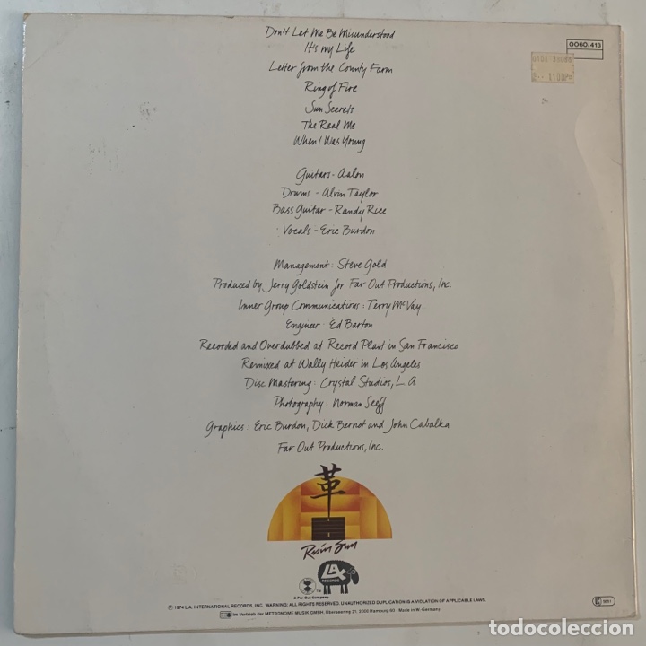 Discos de vinilo: LP The Eric Burdon Band Sun Secrets - Foto 2