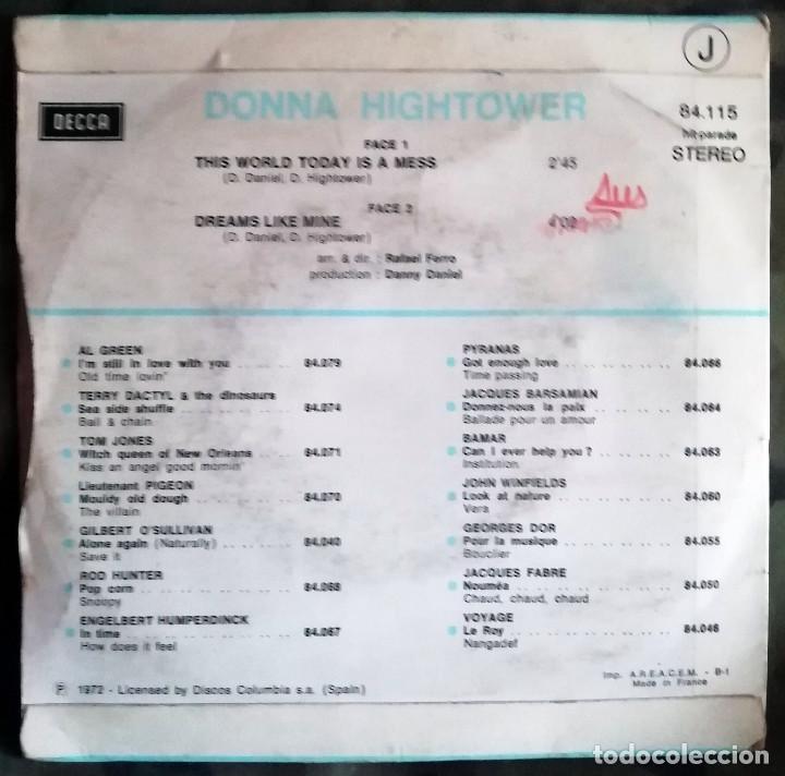 Discos de vinilo: Donna Hightower - This World Today Is A Mess single 1972 - Foto 2