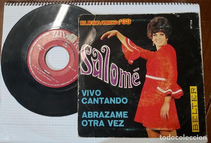 Discos de vinilo: Car&aacute;tula del disco single de Salom&eacute; con disco de Marisol - Foto 1
