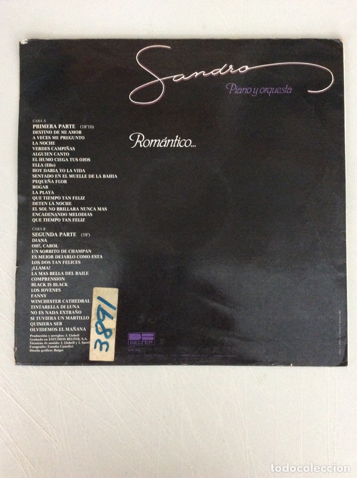Discos de vinilo: Sandro. Piano y orquesta. Rom&aacute;ntico. - Foto 2