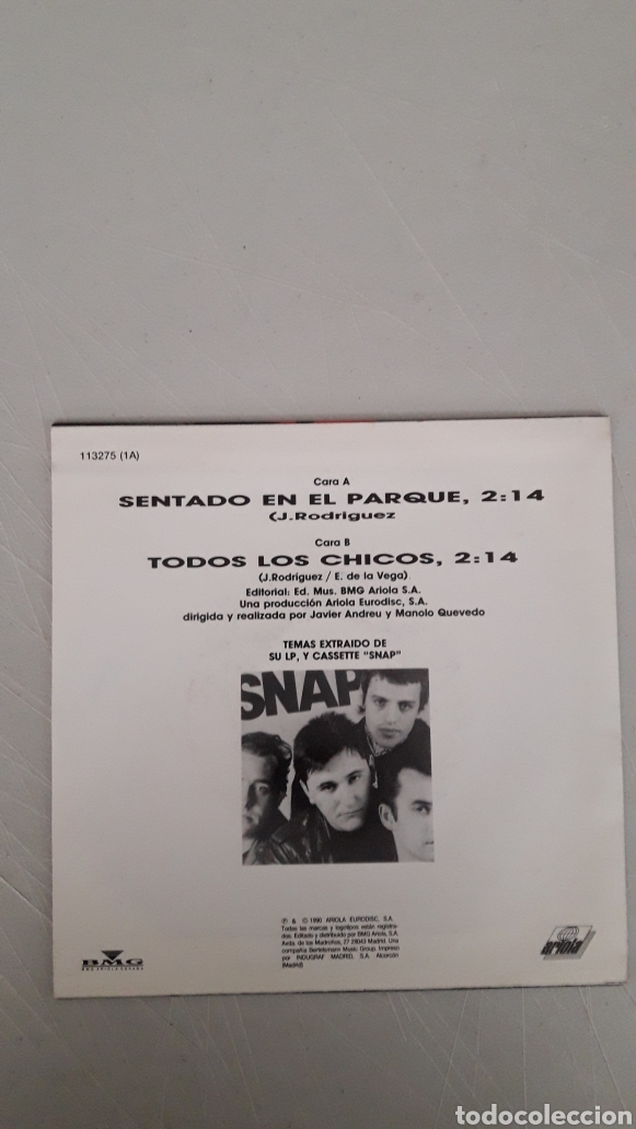Discos de vinilo: SNAP. SENTADO EN EL PARQUE - Foto 2