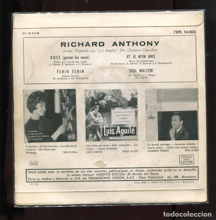 Discos de vinilo: richard anthony. rose. la voz 1963. ep - Foto 2