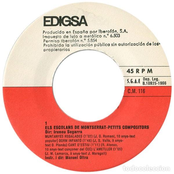 Discos de vinilo: Escolans De Montserrat &ndash; Petits Compositors - Edigsa &ndash; CM 116 - 1966 - Foto 3