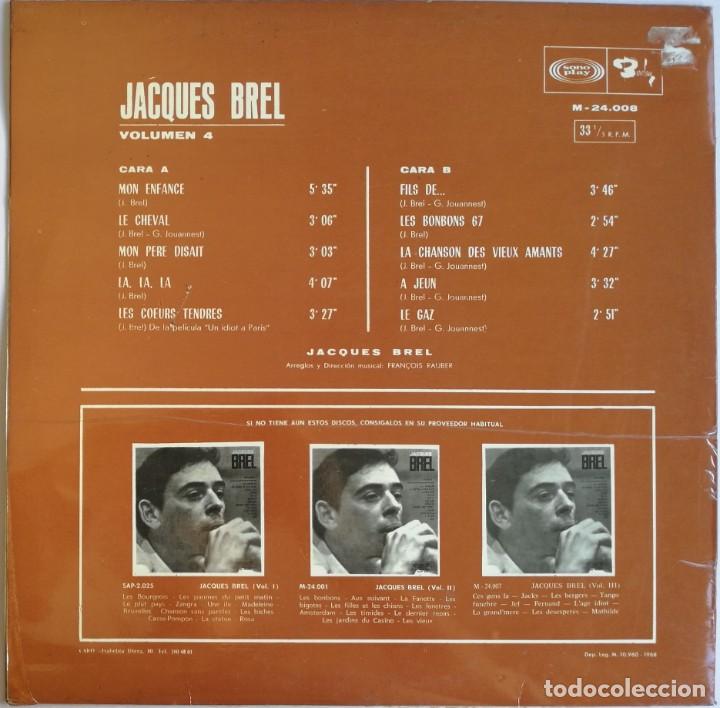 Discos de vinilo: Jacques Brel, Volumen 4, Barclay M-24.008 - Foto 2