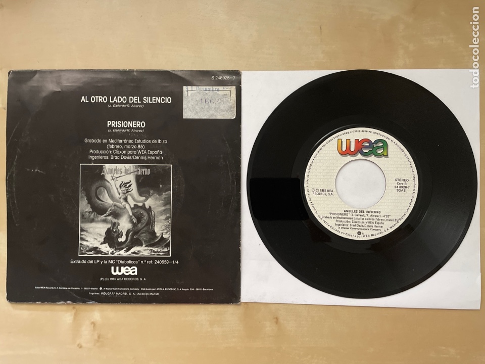 Discos de vinilo: Angeles del Infierno - Al Otro Lado Del Silencio - Single PROMO 1985 - SPAIN - Foto 3 - 285990963