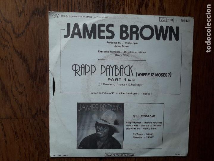 Discos de vinilo: James brown - rapp payback (where iz moses?) + part 1& 2 - Foto 2