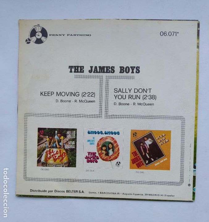 Discos de vinilo: THE JAMES BOYS - KEEP MOVING - SINGLE. TDKDS18 - Foto 2