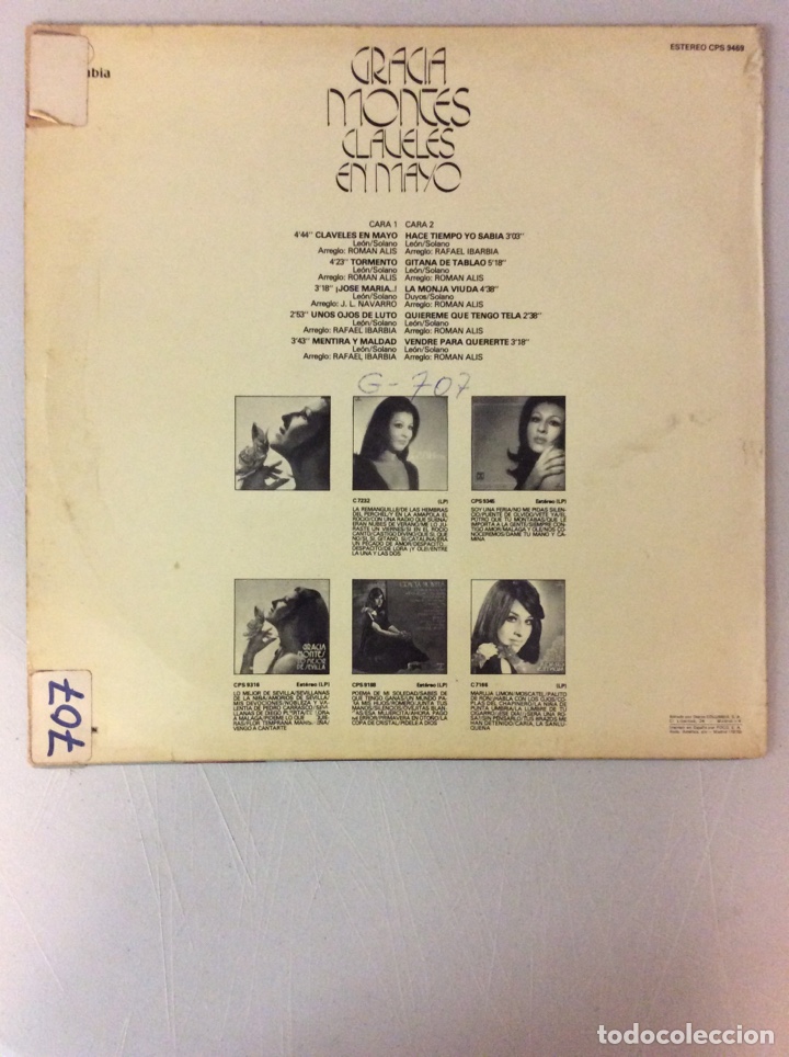 Discos de vinilo: Gracia Montes. Claveles en mayo - Foto 2