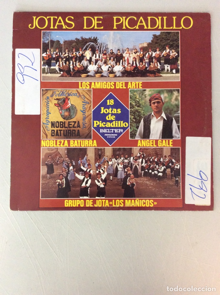 Discos de vinilo: Jotas de picadillo. Los amigos del arte. Grupo de jota &ldquo;Los Ma&ntilde;icos&rdquo;
