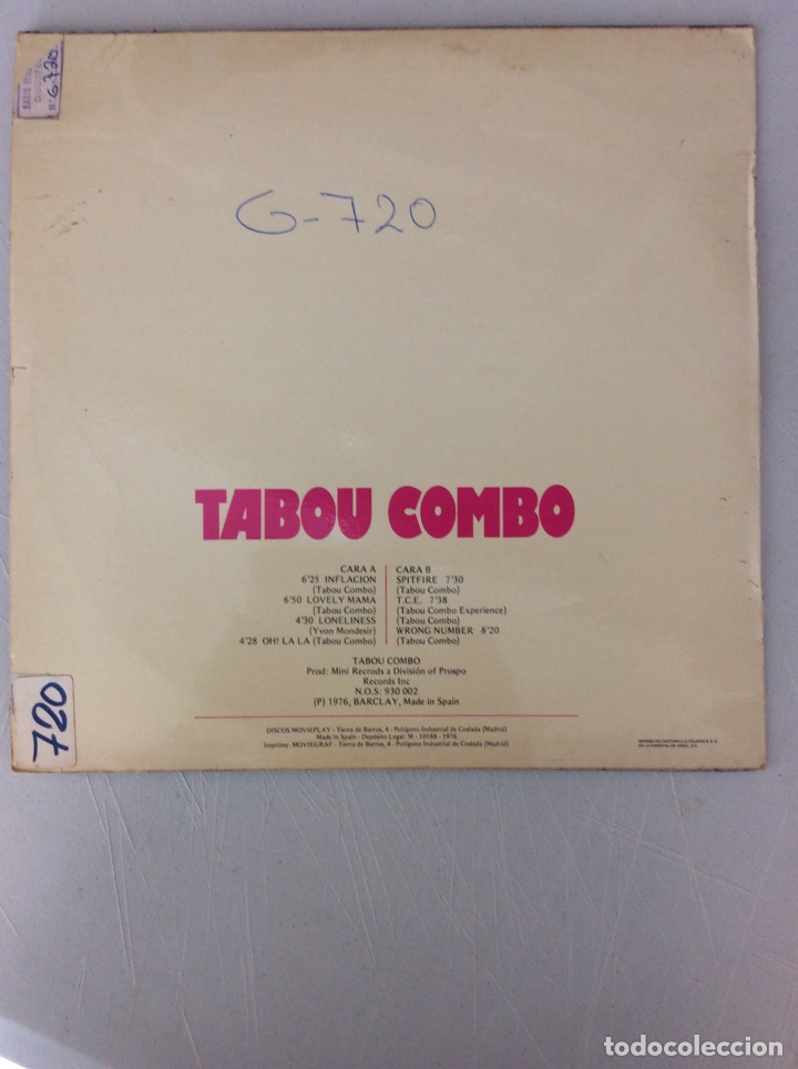 Discos de vinilo: Tabou combo. Inflacion - Foto 2
