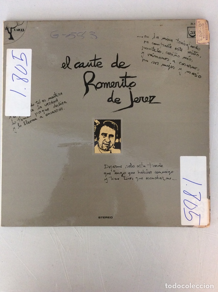 Disques de vinyle: El cante de Romerito de Jerez. La pena de un pobre ciego