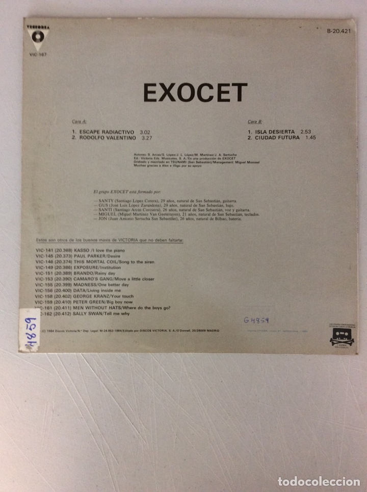 Discos de vinilo: Exocet. Escape radio-activo - Foto 2