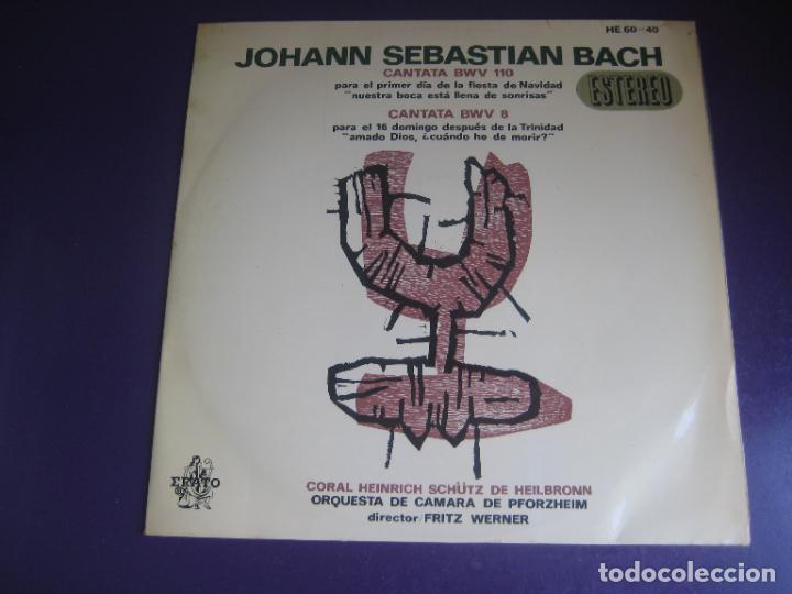 Discos de vinilo: BACH - CANTATA BWN 110 y 8 - CORAL HEILBRONN - ORQ CAMARA PFORZHEIM LP ERATO 1964 - SIN APENAS USO