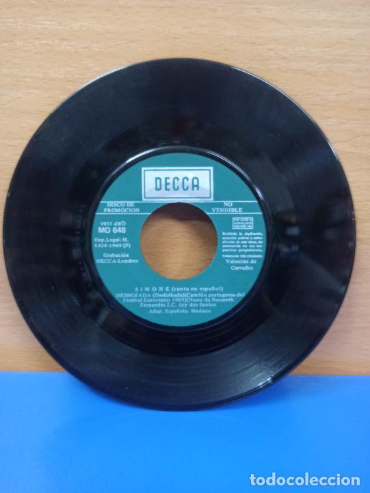 Discos de vinilo: SINGLE DISCO VINILO SIMONE CANTA EN ESPA&Ntilde;OL DESHOJADA PROMOCION - Foto 1