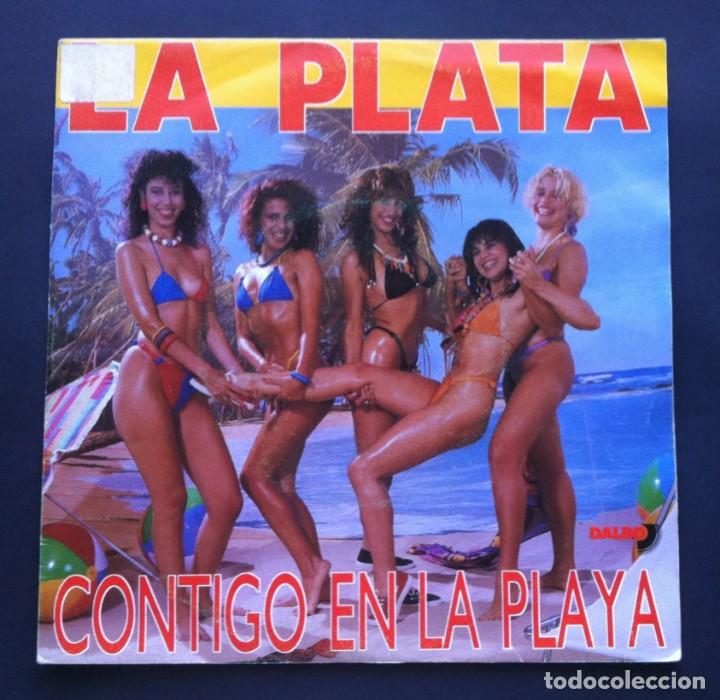 Discos de vinilo: LA PLATA - Contigo En La Playa - SINGLE 1990 - DALBO - Foto 1