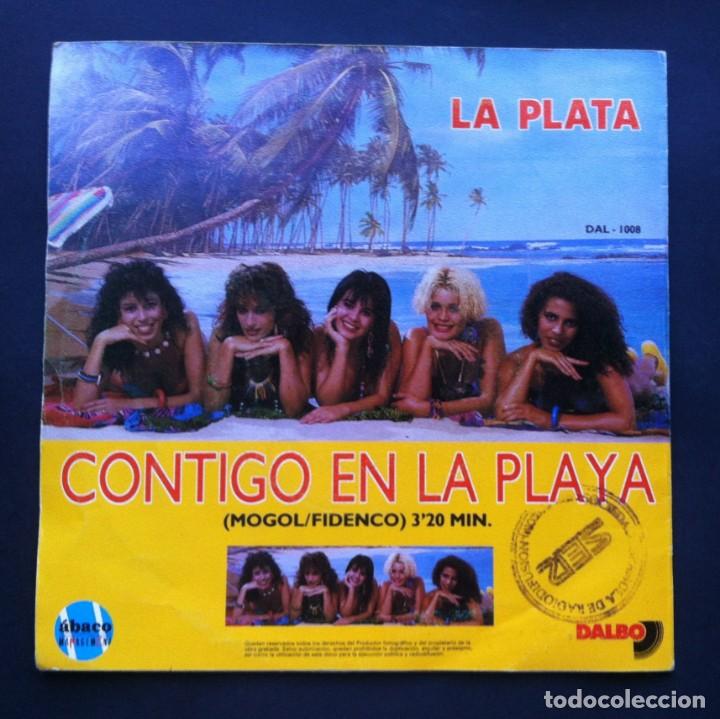 Discos de vinilo: LA PLATA - Contigo En La Playa - SINGLE 1990 - DALBO - Foto 2