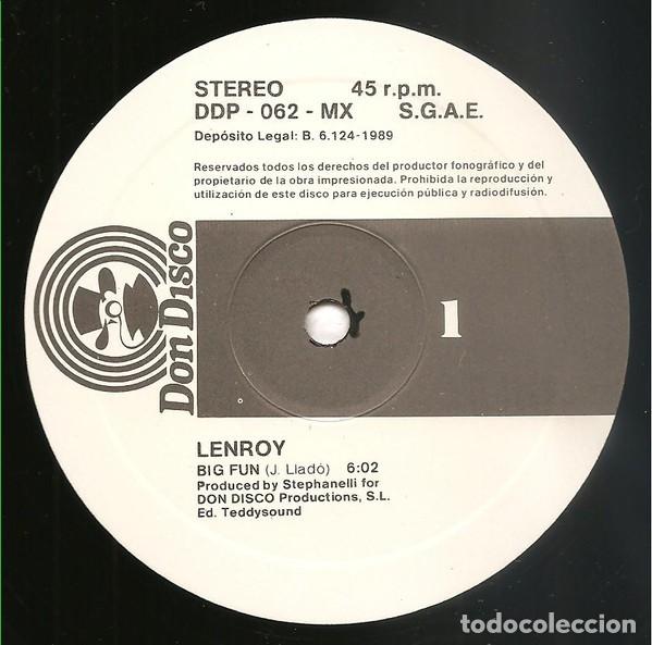 Discos de vinilo: Lenroy &ndash; Big Fun-SPAIN-1989-MAXI SINGLE-COPIA NUEVA - Foto 2