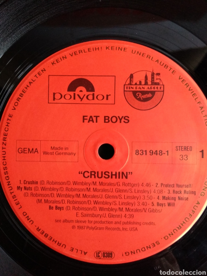 Discos de vinilo: *FAT BOYS, CRUSHIN, 1987 A3 - Foto 3