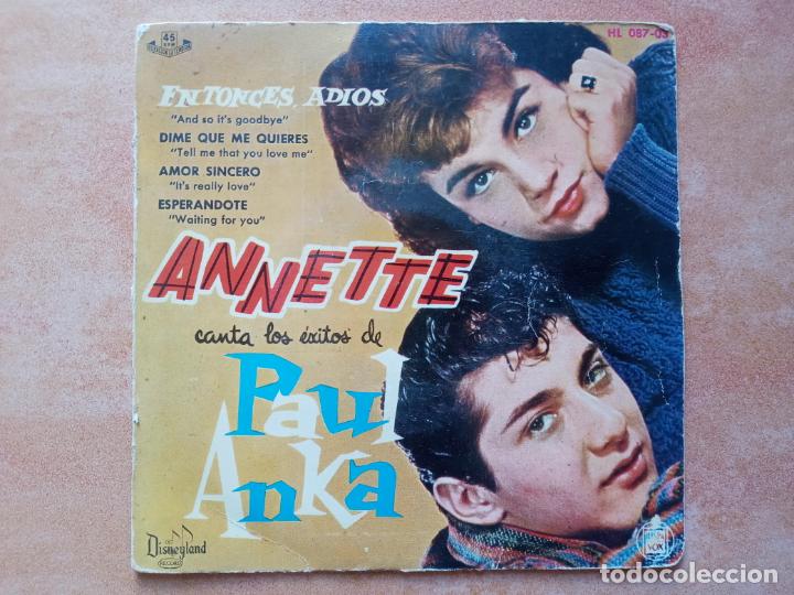 Discos de vinilo: Annette canta los exitos de Paul Anka- Entonces adios +3- ep 1960