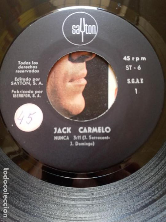 Discos de vinilo: Jack Carmelo- Nunca/ Yo soy timido- Ep Sayton - Foto 3