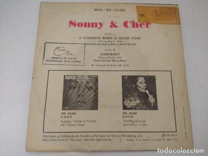 Discos de vinilo: SINGLE/SONNY & CHER/SOMEBODY - Foto 3