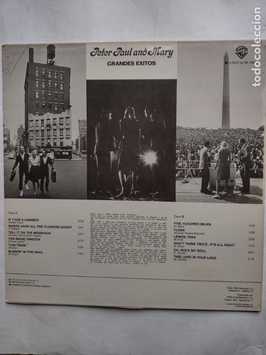 Discos de vinilo: PETER PAUL AND MARY - GRANDES EXITOS - LP - Foto 2