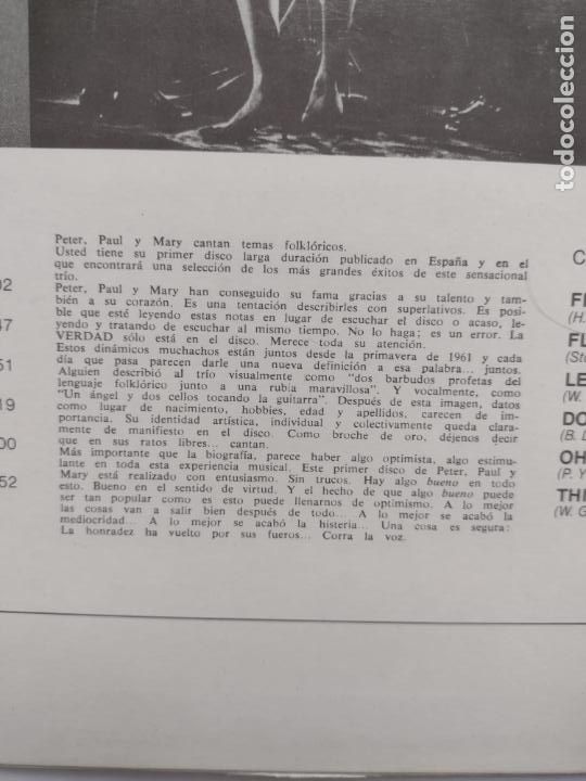 Discos de vinilo: PETER PAUL AND MARY - GRANDES EXITOS - LP - Foto 3
