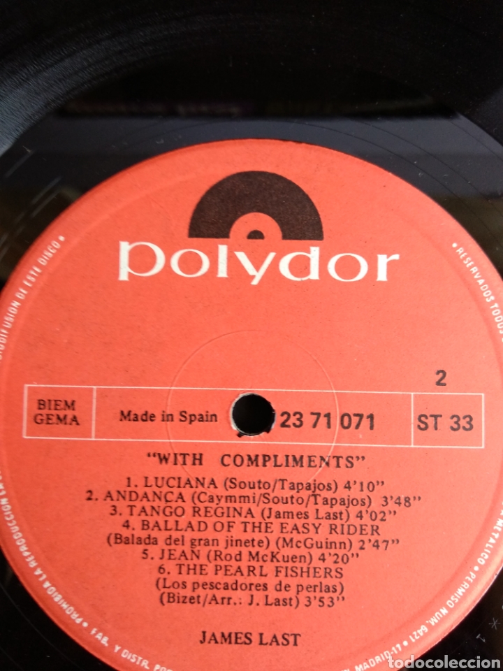 Discos de vinilo: *JAMES LAST, WITH COMPLIMENTS, POLYDOR, 1971 A2 - Foto 3