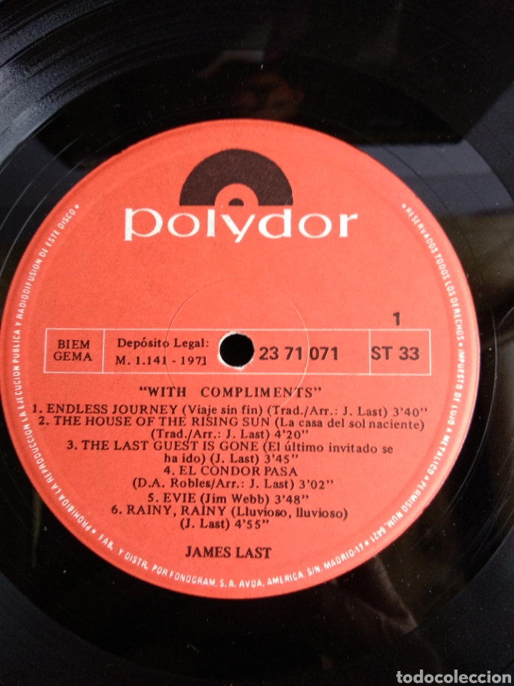 Discos de vinilo: *JAMES LAST, WITH COMPLIMENTS, POLYDOR, 1971 A2 - Foto 4