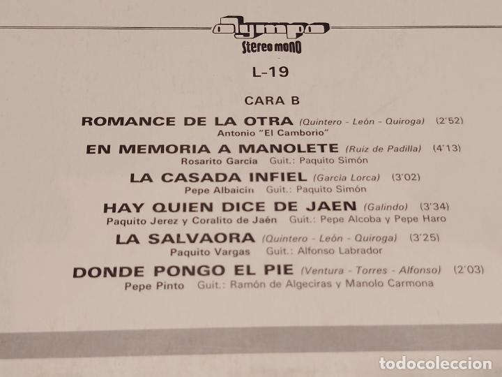 Discos de vinilo: ÉXITOS DEL CANTE / VARIOS ARTISTAS / LP - OLYMPO-1972 / MBC. ***/*** - Foto 5 - 287749563