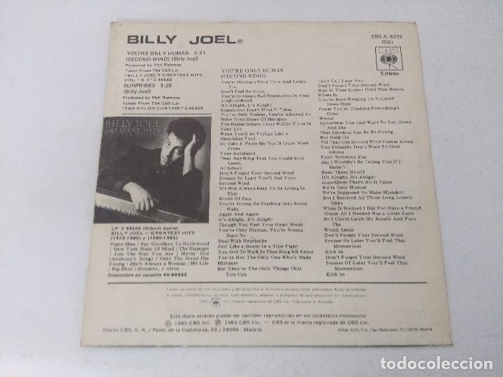 Discos de vinilo: SINGLE/BILLY JOEL/YOURE ONLY HUMAN/PROMOCIONAL. - Foto 3