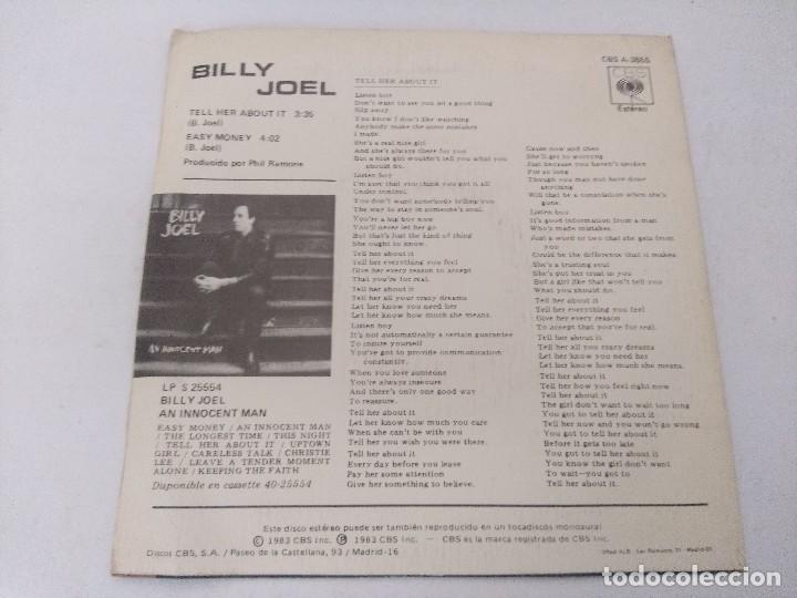 Discos de vinilo: SINGLE/BILLY JOEL/TELL HER ABOUT IT/PROMOCIONAL. - Foto 3