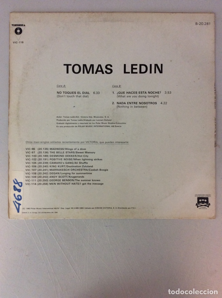 Discos de vinilo: Tomas Ledin. No toques el dial. Don&rsquo;t touch that dial. - Foto 2