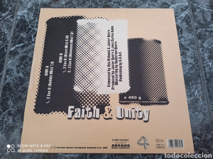 Discos de vinilo: Faith & Unity - 2 Luv U (Remixes) (12&rdquo;) - Foto 2