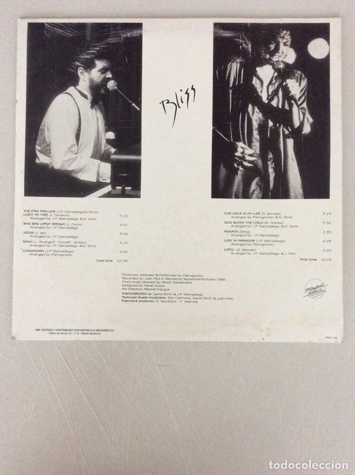 Discos de vinilo: Pianogrosso. Bliss. - Foto 2