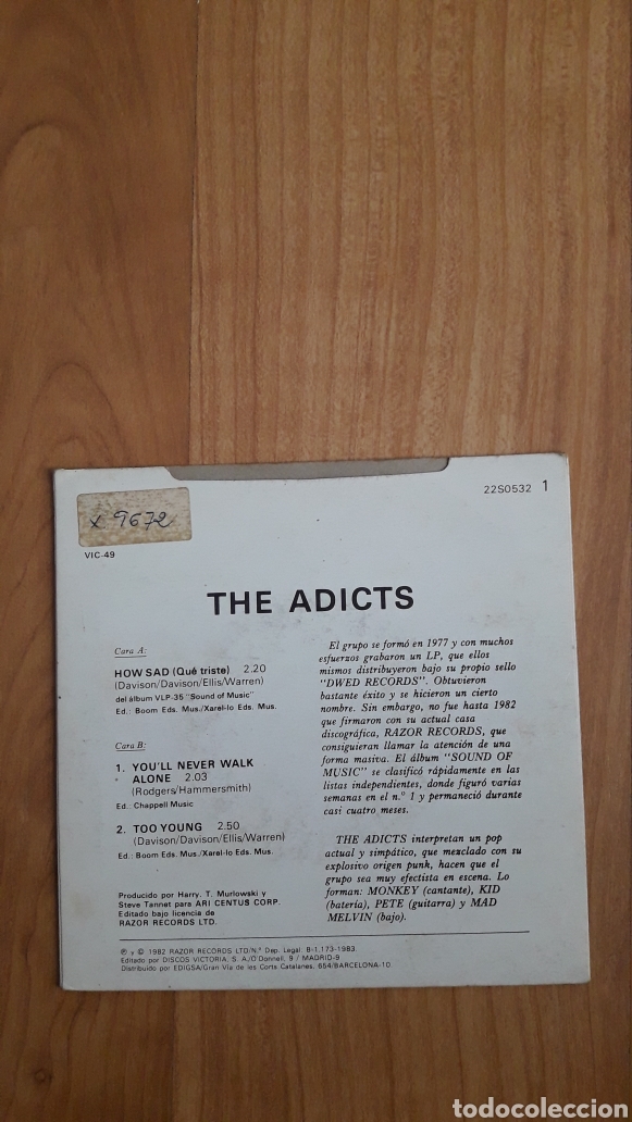 Discos de vinilo: THE ADICTS. HOW SAD. QU&Eacute; TRISTE - Foto 2