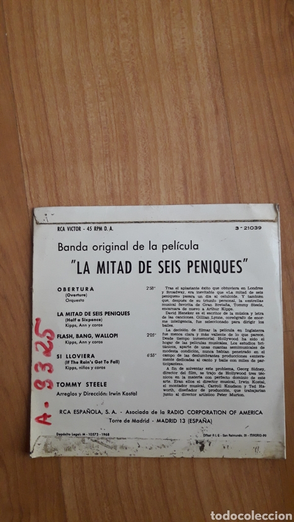 Discos de vinilo: TOMMY STEELE LA MITAD DE 6 PENIQUES - Foto 2