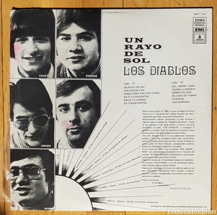 Discos de vinilo: Los Diablos Un rayo de sol lp. - Foto 2