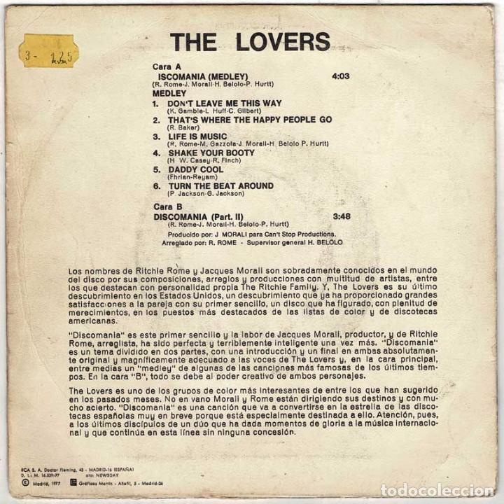 Discos de vinilo: The Lovers - Discomania (Medley y Part. II). Single - Foto 2