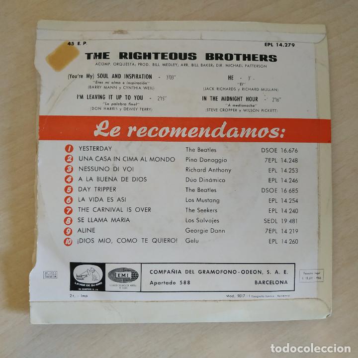 Discos de vinilo: THE RIGHTEOUS BROTHERS - SOUL AND INSPIRATION 3 - EP SPAIN 1966 BUEN ESTADO - Foto 2 - 288356793