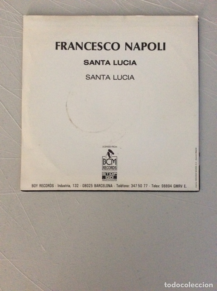 Discos de vinilo: Francesco Napoli. Santa Luc&iacute;a. - Foto 2