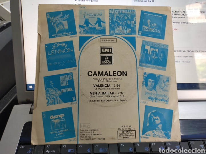 Discos de vinilo: Camale&oacute;n single Valencia 1976 escuchado - Foto 2