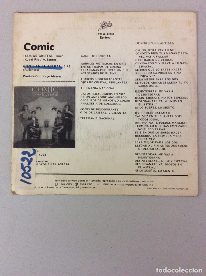 Discos de vinilo: Comic. Ojos de cristal. - Foto 2
