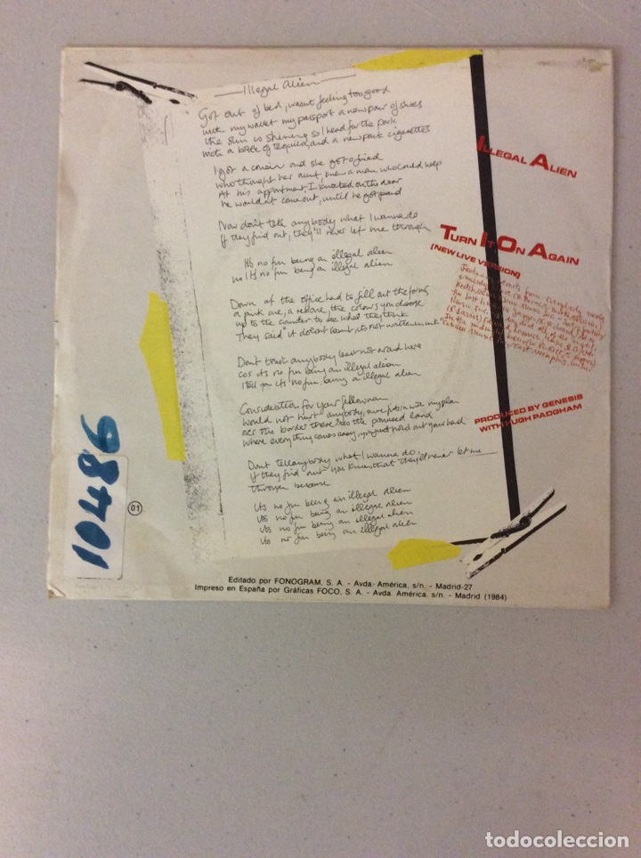 Discos de vinilo: Genesis. Illegal alien. - Foto 2