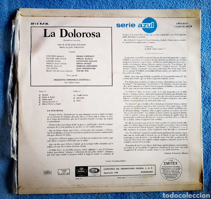 Discos de vinilo: LA DOLOROSA - JOSE SERRANO - 1967 - Foto 2