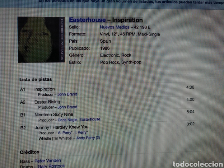Discos de vinilo: Easterhouse &lrm;&ndash; Inspiration - Foto 2
