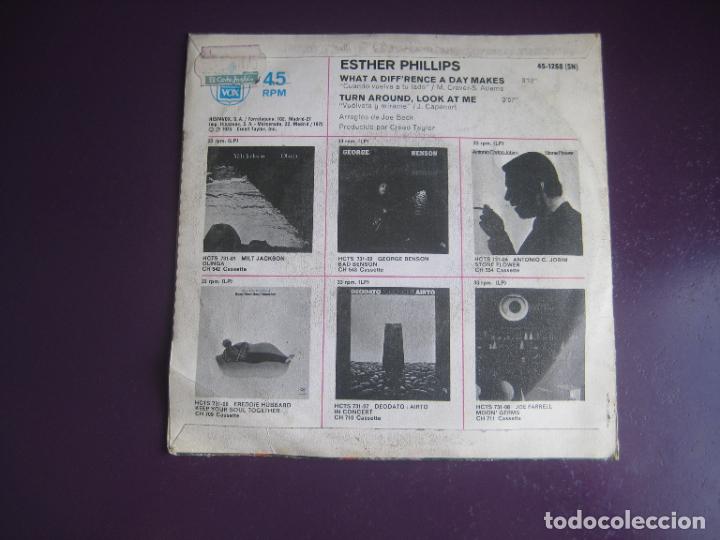 Discos de vinilo: Esther Phillips &ndash; What A Diffrence A Day Makes - Sg HISPAVOX 1975 - DISCO 70S - CON USO - Foto 2